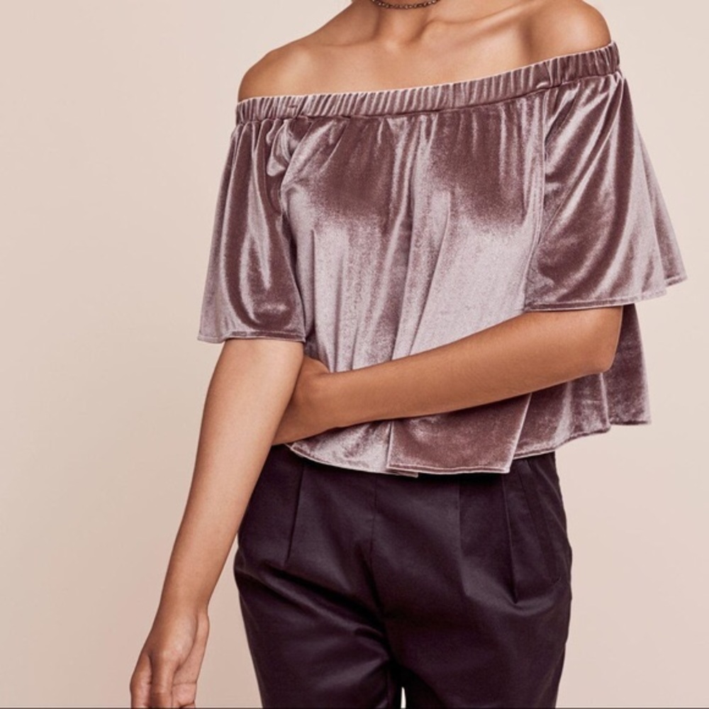 Anthropologie velvet off the shoulder blouse XL